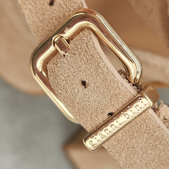 Gianni Bini Platform Sandals 11 Nude Cream Suede Margee Chunky Heels Y2K New$110 - Picture 6 of 13